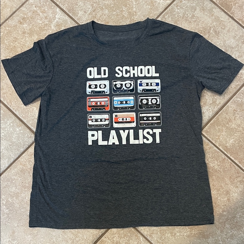 Old School Playlist Graphic Tee - Charcoal